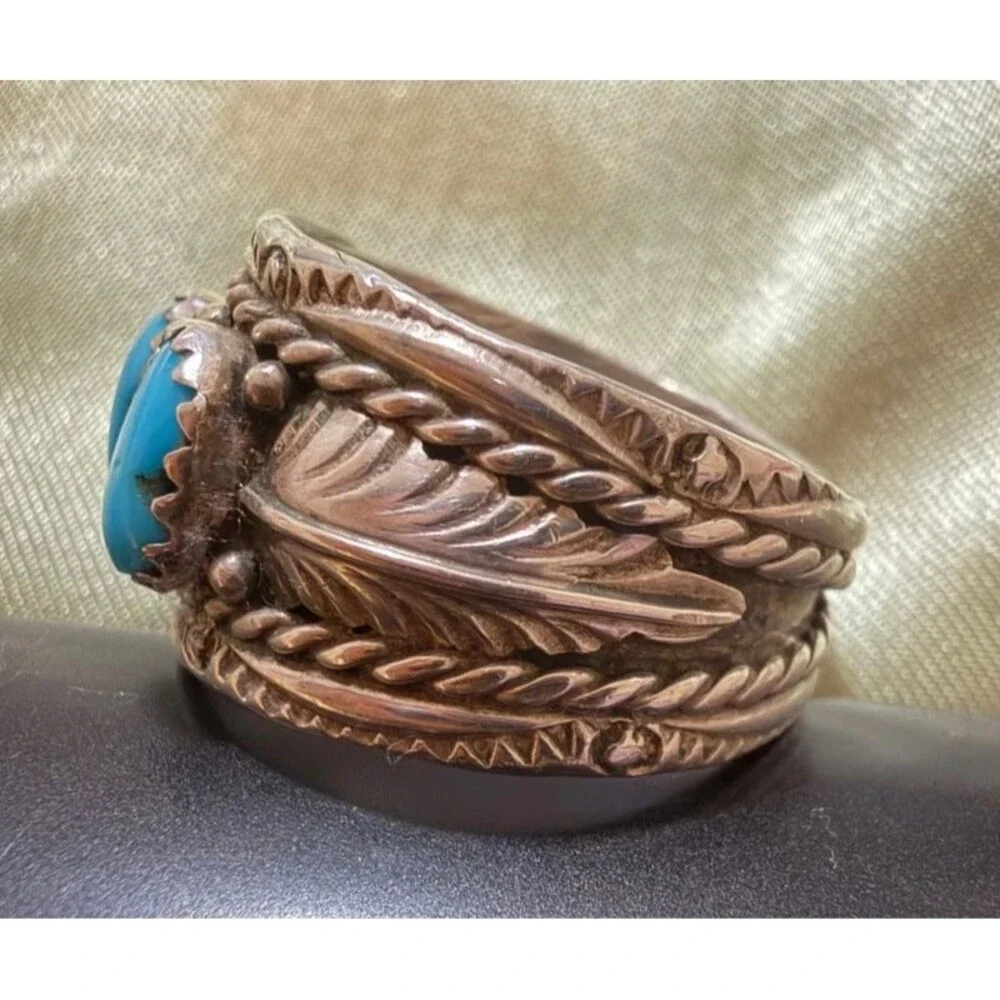 Vintage Navajo Harrison Betty Begaye Sterling Silver Turquoise Ring Sz 10 Signed